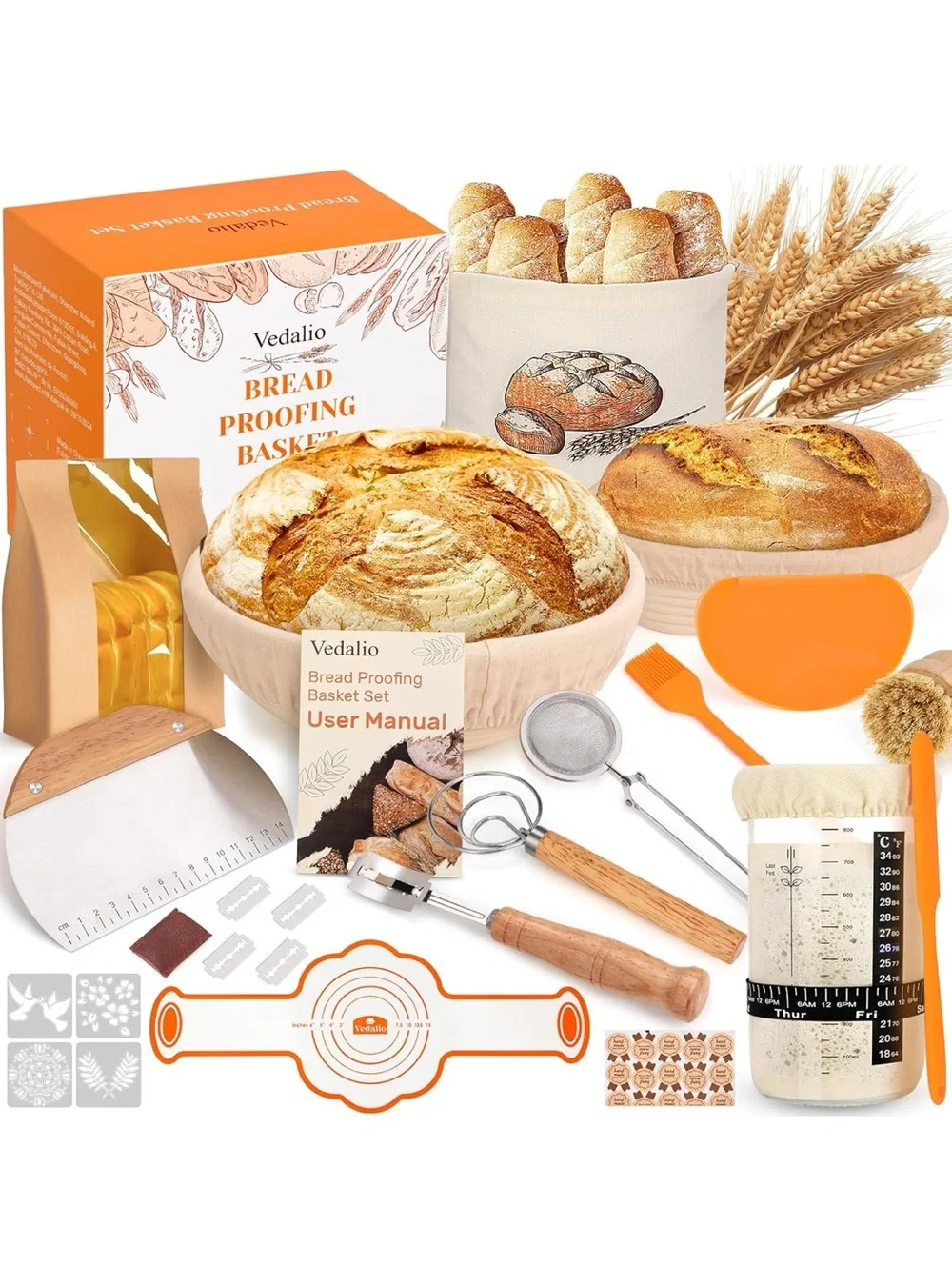 sourdough bread baking supplies sourdough starter kit bread proofing basket
